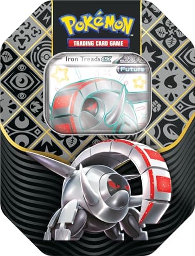 Image of Pokémon TCG: Scarlet & Violet—Paldean Fates Tin – Iron Treads ex (1 Foil Promo Card & 4 Booster Packs)