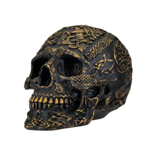 Image of Design Toscano PD0374 Passage of Life Skull Celtic Knot Gothic Statue, Polyresin, Black and Gold, 20.5 cm