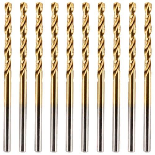 Image of Box of 10 x 2.5mm HSS M2 Fully Ground Jobber Drill Bit Tin Titanium Nitride Coated DIN338 Standard (2.5mm x 57mm)