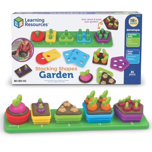 Image of Learning Resources Stacking Shapes Garden, Ages 18 Months+, Toddler Stacking Toy, Builds Shape Recognition & Fine Motor Skills