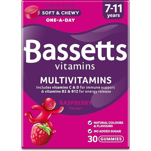 Image of Bassetts Vitamins 7-11 Years Raspberry Flavour Multivitamins 30 Gummies