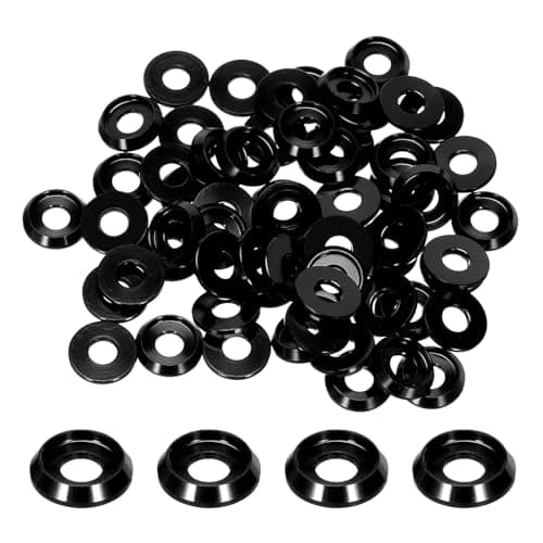 Image of sourcing map M4 Cone Cup Countersunk Washers,Hole Dia 4mm/0.16" Aluminum Gaskets Cup Head Washer Gasket for Screw RC/FPV/PC/Drone/Mechanical Accessories Model Parts,Pack of 30(Black)