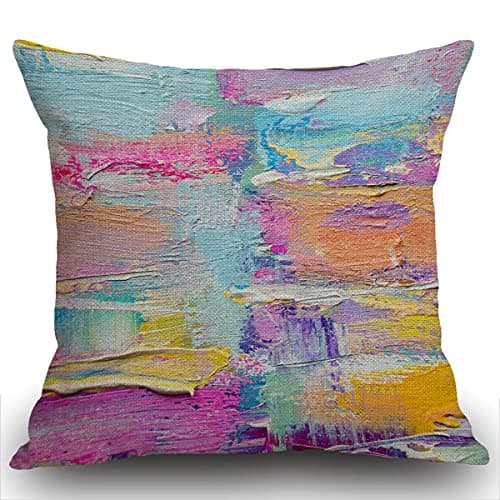 Image of Smooffly Throw Pillow Case Paint Oil paints Abstract print Multicolor Cushion Cover 18x18 inch Linen Square Throw Pillow Cover for Living Room Sofa Couch Bed Pillowcase 45cm x 45cm