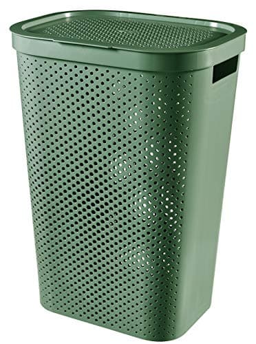 Image of Curver Laundry Basket, 60 L, 43.7 x 35.1 x 60.2 cm, Recycled Plastic, Infinity Green