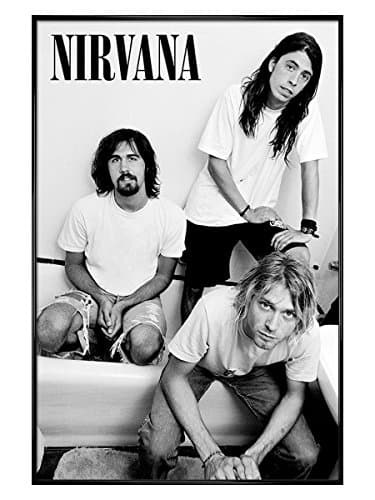 Image of Nirvana Gloss Black Framed Bathroom Maxi Poster 61x91.5cm