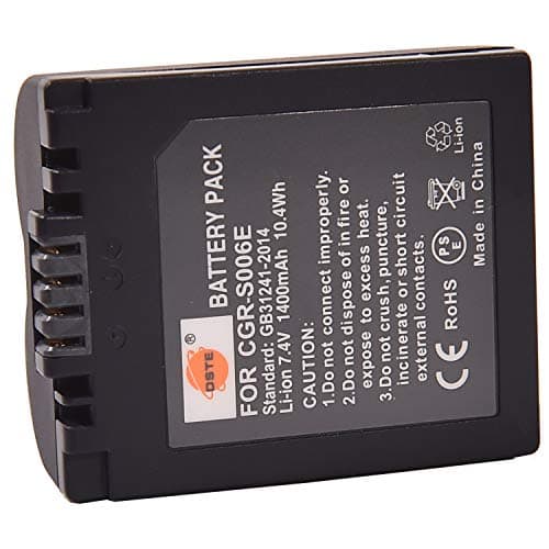 Image of DSTE S006E(7.4V 1400mAh) Rechargeable Li-ion Battery Compatible with Panasonic CGR-S006, CGR-S006A1B, CGA-S006, DMW-BMA7 and Panasonic DMC-FZ28EFK,DMC-FZ28EFS, DMC-FZ18EB