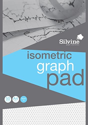 Image of Silvine A4 Professional Graph Pad. 50 Sheets of Quality 90gsm Paper, Printed Isometric Grid