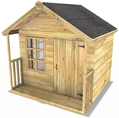 Image of Rebo® 5FT x 5FT Children's Wooden Garden Playhouse - Woodpecker | OutdoorToys | Kids' Outdoor Wooden Garden Wendy House, Children's Play Shed, Weather Resistant