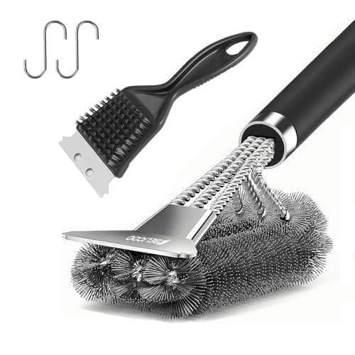 Image of BELICOO BBQ Cleaning Brush & Scraper 2 Pack, 18'' Stainless Steel Barbecue Wire Brush & 1 Small Grill Brush for Outdoor Charcoal/Electric/Gas Grill Cleaning