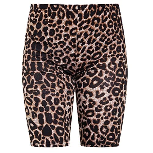 Image of Missloved Ladies Womens Cycling Dancing Gym 1/2 Leggings Active Casual Shorts (Brown Leopard, 20-22)