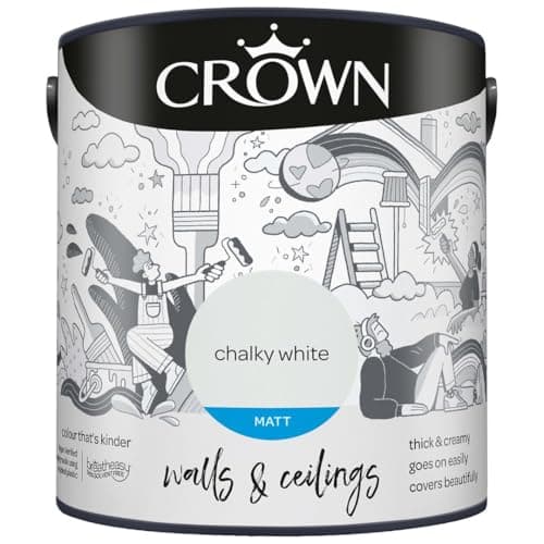Image of DRW Chalky White Matt Emulsion Paint 2.5L | Interior Wall and Ceiling Paint | Smooth Flat Matt Finish | Durable Everyday Room Paint for Living Room Bedroom Hallway and Dining Room