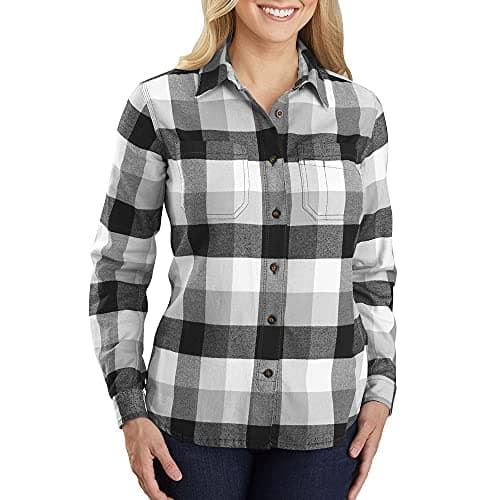 Image of Carhartt .104516.N04.S003 Hamilton Plaid Flannel Women Shirt, Black, XS Size
