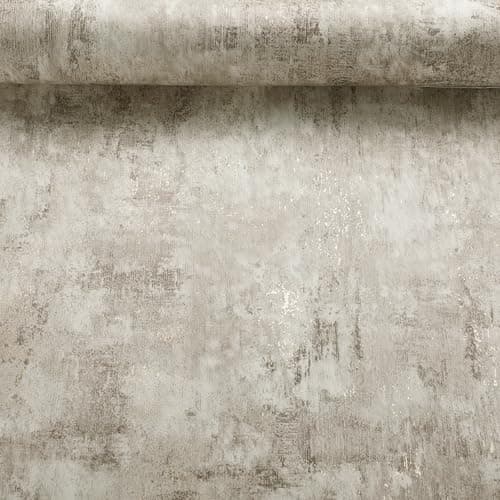 Image of Swehooirt Concrete Wallpaper - Brown and Gold Wallpaper for Living Room, Bedroom, Fireplace - Beige Decorative Luxury Wall Paper with Distressed Pattern, Textured Finish & Metallic Detailing