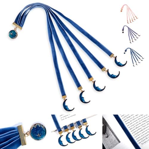 Image of BIBIAGE Blue Magic Stars and Moon Bookmark 5 Pcs Bookmark, Page Markers Reading Gifts for Book Lovers