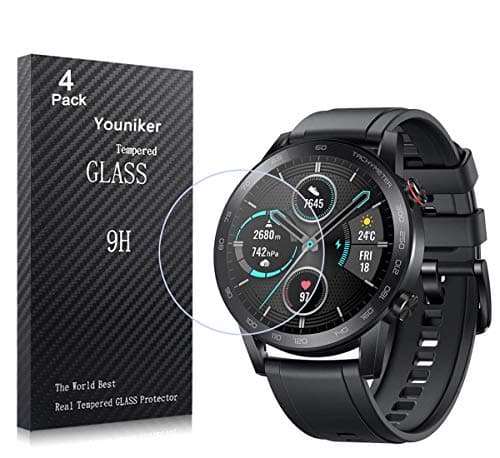 Image of Youniker 4 Pack for Honor Magic Watch 2 (46mm) Screen Protector Tempered Glass for Huawei Honor Magic Watch 2 Smartwatch Screen Protectors Protection Cover Saver Foils Anti-Scratch, Bubble Free