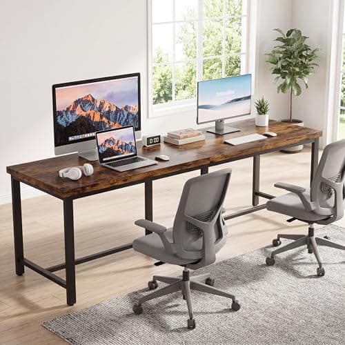 Image of Tribesigns 200x60 cm Extra Long Computer Desk for 2 Person, Double Long Desk Workstation, Dual Monitor Workstation for Home Office