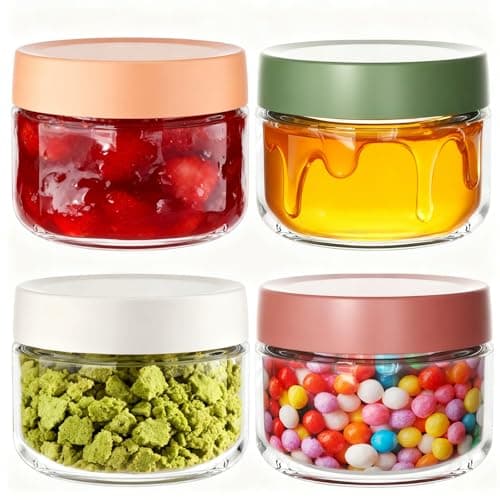 Image of Senders 4 Pack 10 OZ Overnight Oats Jar, 300ml Glass Mason Jars with Lids, Glass Jars for Overnight Oats Salad Jars Fruit Yogurt Pudding Chutney Jam Spice (300ml)