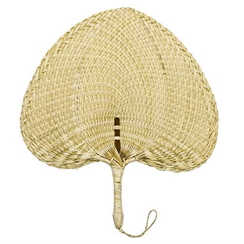 Image of AUEAR, Natural Raffia Hand Fans Handmade Handheld Weaving Wedding Palm Leaf for Party Table Decoration Summer Cooling Farmhouse Wall Home (Chinese Style A)