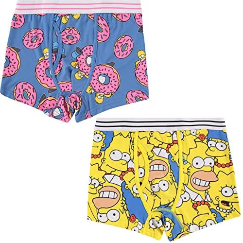 Image of The Simpsons Mens Boxer Briefs Homer Bart Lisa Marge and Krusty The Clown - Mens 2 Pack Boxer Briefs Underwear, Multi, XL