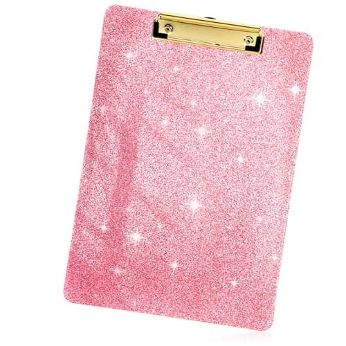 Image of Clear Glitter Clipboards, Letter Size, 12.6" ×8.8" Shiny Clipboards with Low Profile Clip, Colorful, Sturdy, Lightweight Plastic Clipboard, Clipboard for Office Supplies Sparkly Clip Board(Pink)