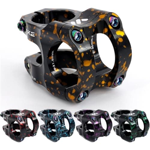 Image of CYSKY 31.8 Bike Stem 35mm Short MTB Stem Handlebar Riser Ultra-Light CNC Aluminum Alloy 35mm Handlebar Clamp for Mountain Bike, Road Bike, MTB, Downhill (Black+Orange)