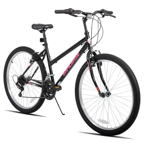 Image of Hiland 24 Inch Women's Mountain Bike, Bike for Girls & Women, 18 Speed MTB Bike with V-brake, Sturdy Steel Frame Mountain Bike, Black