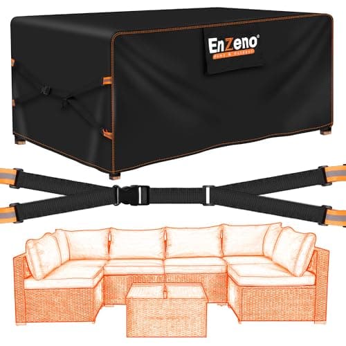 Image of Enzeno Large Garden Furniture Covers Waterproof,300x250x100 Outdoor Furniture Set Covers,500D Heavy Duty Patio Furniture Cover,New Upgrade X-shape windproof design for Chair and Table Rattan Sofa.