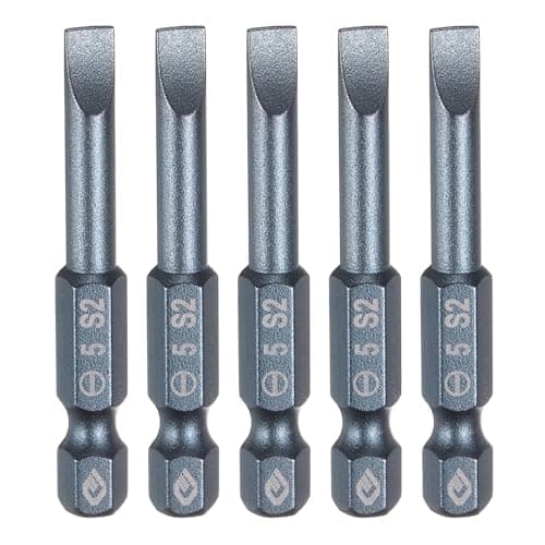 Image of sourcing map 5pcs SL5 Magnetic Slotted Screwdriver Bits 5mm S2 Steel Flat Head Screwdriver Bit 1/4" Hex Shank Screw Driver Drill Bits 50mm (2") Long for Screws