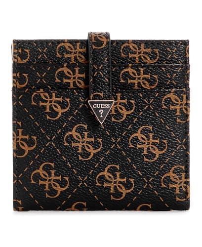 Image of GUESS Laurel Tab Card Case, Brown Logo, Brown Logo, One size