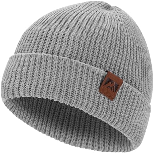 Image of gitzing Knit Cuffed Beanie for Men and Women, Stretchy Soft Warm Daily Cuffed Unisex Winter Fisherman Hats, Gifts for Women/Men/Him/Dad,Grey