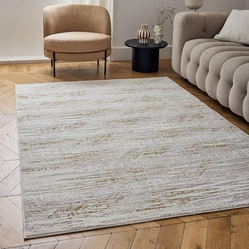 Image of THE RUGS Carmel Modern Area Rug - Stain-Resistant, Non-Shedding, Durable Rugs for Living Room and Bedroom [ Marble Effect Gold, 160x230 cm ]