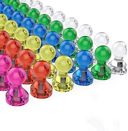 Image of 30 Pcs Push Pin Magnets Assorted Color Fridge Magnet Extra Strong for Refrigerator Dry Erase Board Magnetic Whiteboard