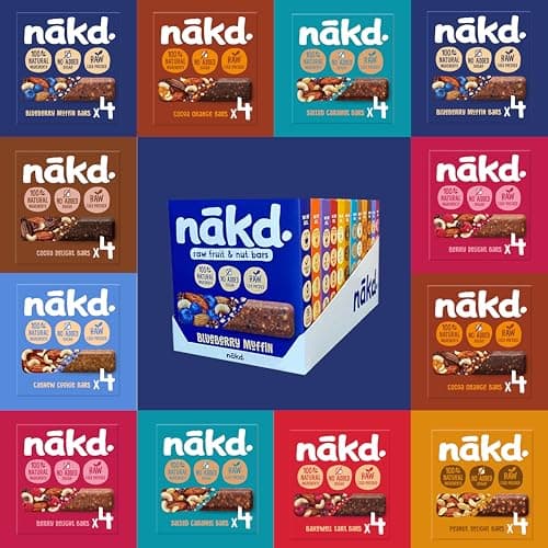 Image of Nakd Bars Multipack 48 - Nakd Fruit And Nut Bars 48 x 35g. Breakfast, Snack Bars. Vegan, Dairy Free, Wheat Free, Gluten Free.