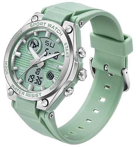 Image of findtime Ladies Sport Digital Watches Wrist Watch for Women with Waterproof Dual Time Date Luminous Back Light Week Alarm Stopwatch White Black Blue Green