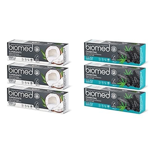 Image of Biomed Superwhite Natural Coconut Toothpaste, Tropical Flavour - 100 g (Pack of 3) - New Formula and Flavour & Charcoal Natural Toothpaste for Triple Whitening and Gum Care 100 g (Pack of 3)