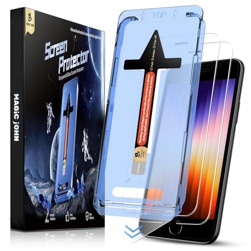 Image of MAGIC JOHN 2 Pack for iPhone SE 2022/SE 2020/8/7/6/6s Screen Protector 4.7 inch, Tempered Glass Film with Auto Dust-Elimination Installation, Bubble Free, Case Friendly