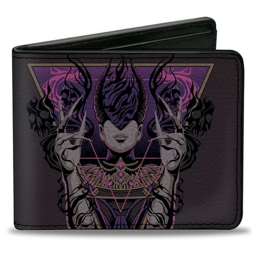 Image of Magic the Gathering Wallet, Bifold, Magic the Gathering Nightmare Weaver Ashiok Pose Black Purple, Vegan Leather, Black, 4.0" x 3.5", Casual