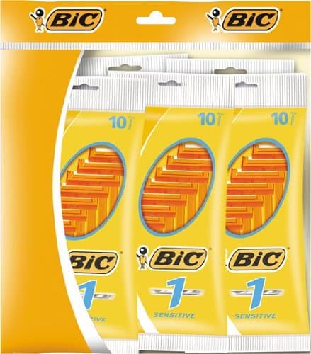 Image of BiC 1 Sensitive Mens Single Blade Disposable Shaver 5 packs of 10