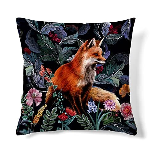 Image of Obal William Morris inspired Cushion Covers Original Design Velvet Pillow Case Square Decorative Throw Pillow Cover 45cm x 45cm for Sofa Bed Couch Living Room Bedroom (18x18 Inch) Forest Fox 1pc