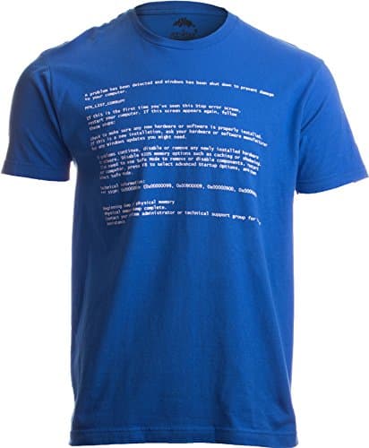 Image of Ann Arbor T-Shirt Co. Men's Blue Screen of Death Adult T-Shirt/Geeky Windows Error Nerd Computer Tee Shirt Small Blue
