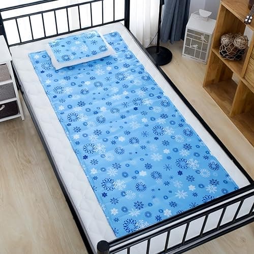 Image of Gel Cooling Mat with Pillow for Adult, Summer Cooling Body Pad Cooling Mattress for Human Cushion Comfortable Cool Mat for Bed(170 * 70cm)