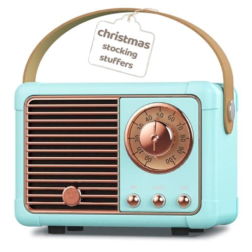 Image of PRUNUS J-999 Mini Retro Bluetooth Speaker with FM Radio, Rechargeable, Bluetooth 5.0/Superior Sound, USB/TF/AUX/Hands-Free Calls (Blue)