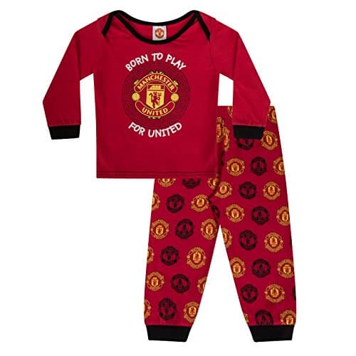 Image of Manchester United FC Official Football Gift Kids Baby Pyjamas Red 3-6 Months
