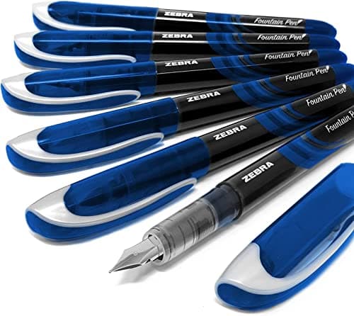 Image of Zebra Fuente - Disposable Fountain Pen - Blue Ink - Pack of 6