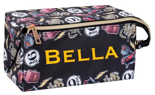 Image of Harry Potter Personalised Make up Bag Hogwarts Gryffindor Large Toiletry Travel Cosmetic Bag Gift for Girls - Black