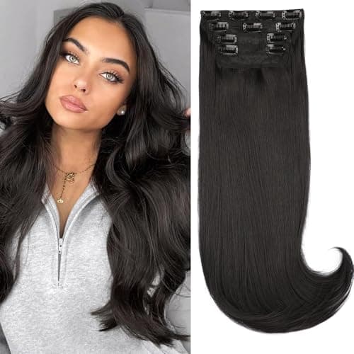 Image of Mscat Clip in Hair Extensions - 20 Inch Synthetic Thick Long Straight Layered Invisible Lace Weft for Women (4#)