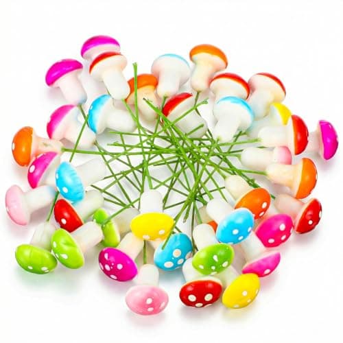 Image of Dplolng 32 Pcs Mini Mushrooms Figurines, Colorful Mushrooms Decoration Tiny Figurine Resin Garden Decor, Fairy Bonsai Plant Pot Ornaments, DIY Craft Accessories for Home Micro Landscape