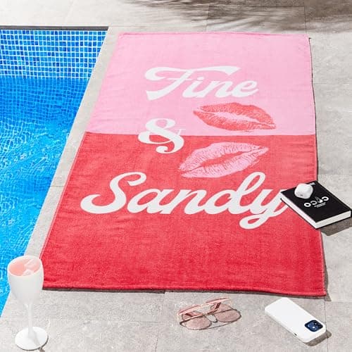 Image of Sassy B Fine and Sandy 76x160cm Cotton Beach Towel Pink