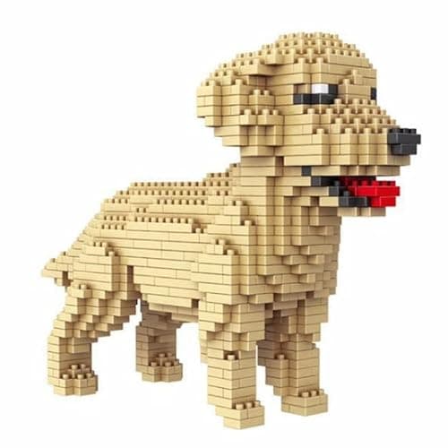 Image of Atomic Building Miniature Block Construction Kit. Collectible Pet Figure To Build. For Adult And Child Collectors. Golden Retriever Dog