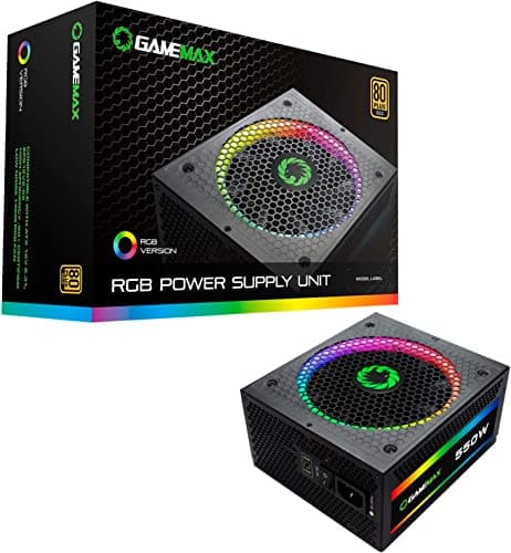 Image of GameMax RGB 550W Modular 80 Plus Gold Power Supply with 14cm RGB Fan - Black